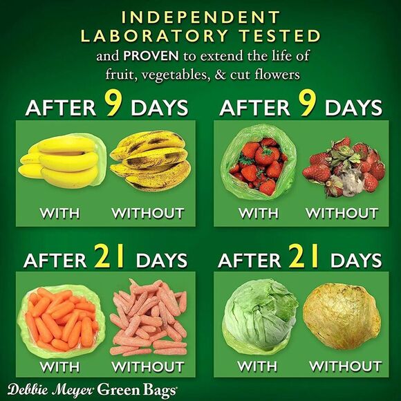 Debbie Meyer Generic Green Bags Keep Fresh 20 Reusable Bags 10Med 10Lg Save $$$ - Picture 6 of 7